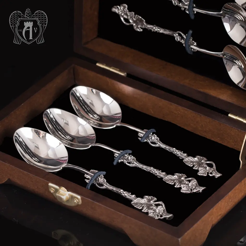 Кубачинские чайные ложки ручной работы «Плющ» комплект 6 шт - фото 3