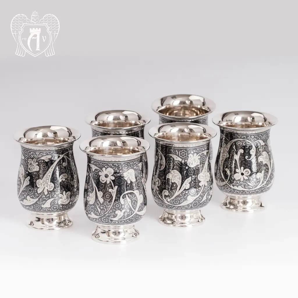 Набор серебряных стаканов «Георгин» - фото 2