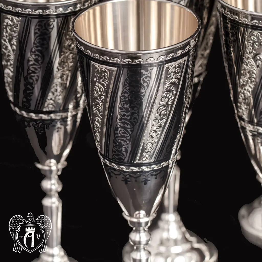 Набор бокалов из серебра «Антик» 6 шт - фото 2