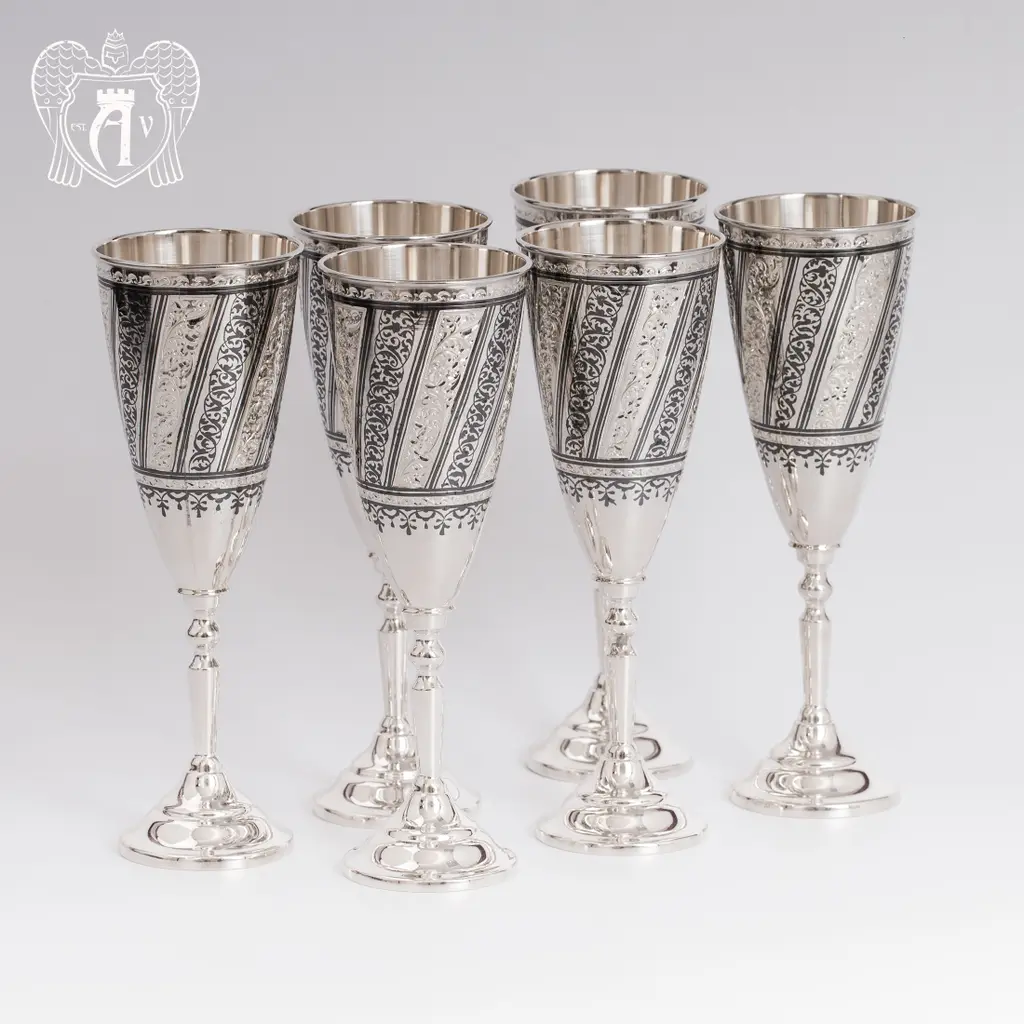 Набор бокалов из серебра «Антик» 6 шт - фото 3