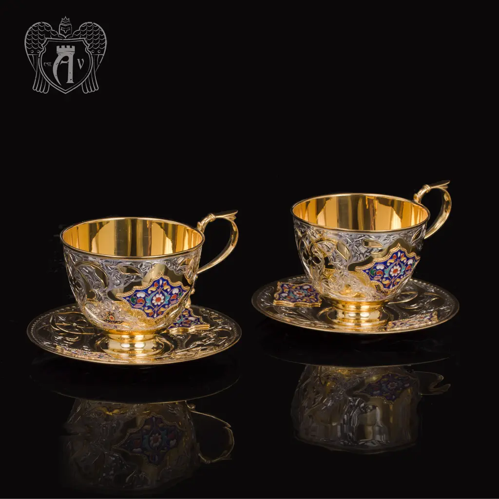 Чайные пары набор «Ричмонд» с эмалью 6  шт - фото 4