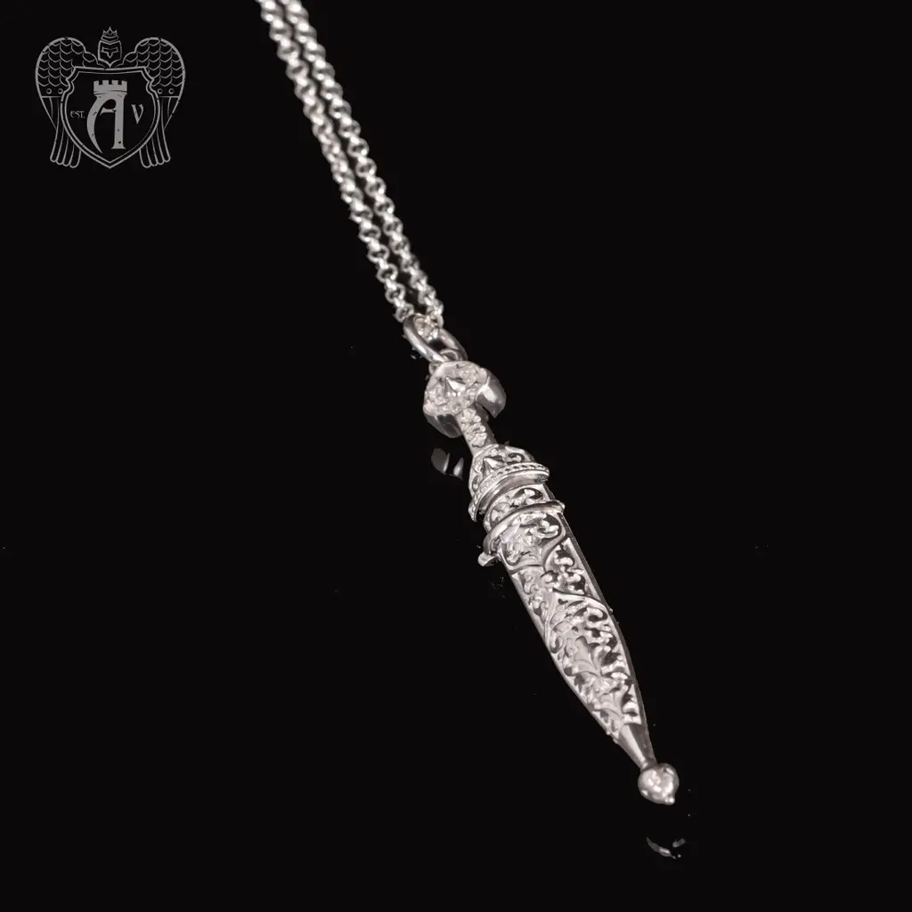 Подвеска с цепью  из серебра «Кинжал» - фото 2