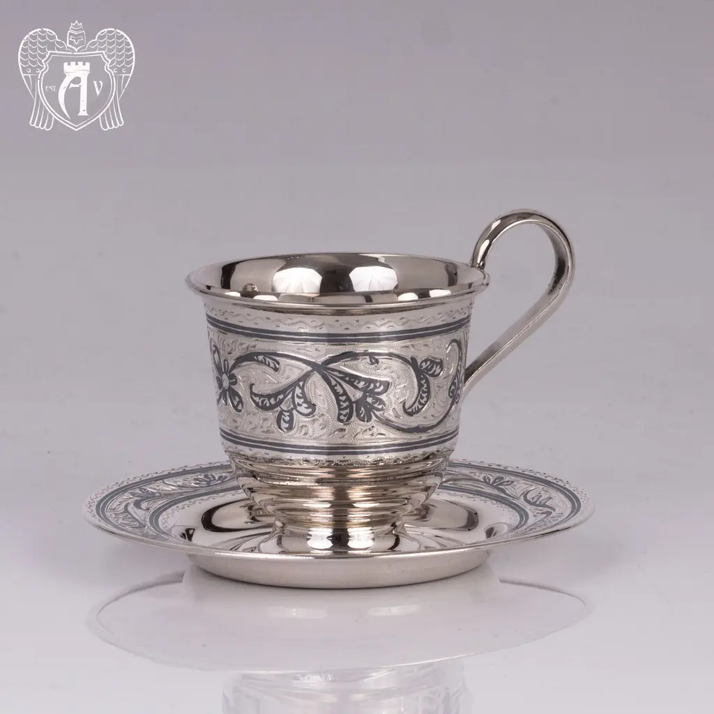 Серебряная чайная пара «Лоза» - фото 3