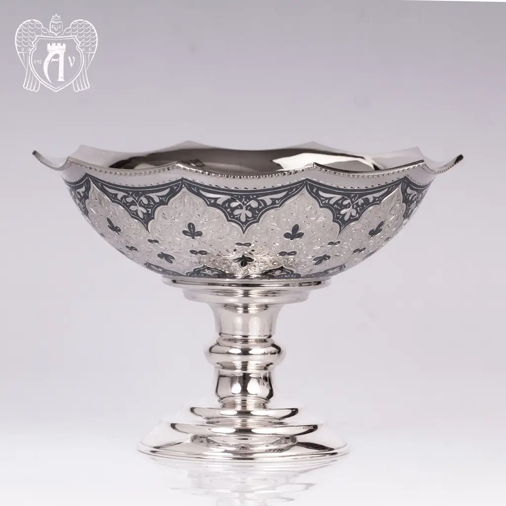 Серебряная фруктовница «Камелия» - фото 2