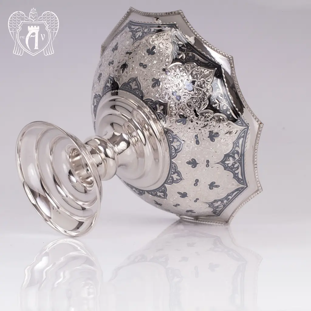 Серебряная фруктовница «Камелия» - фото 4