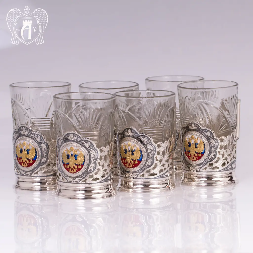 Набор подстаканников из  серебра «Двуглавый орел» - фото 2
