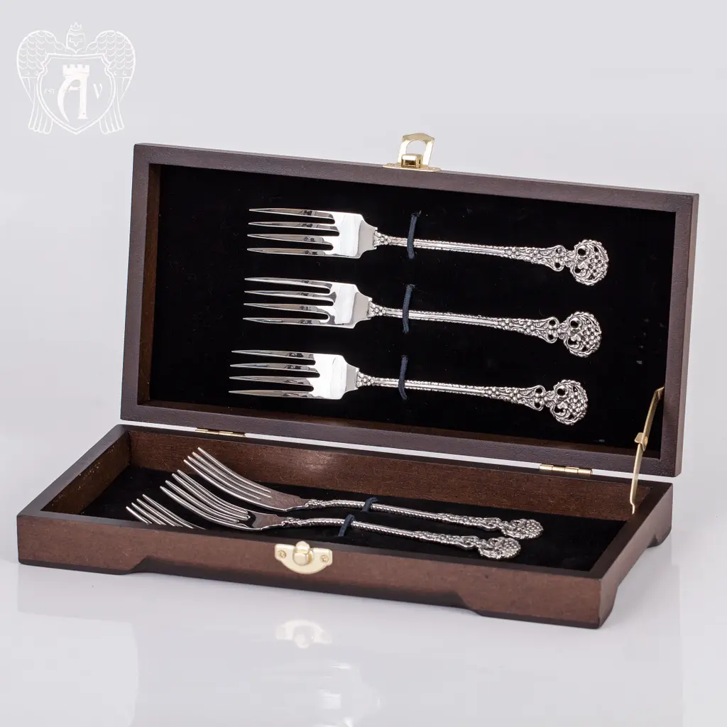 Набор десертных вилок из серебра «Винтаж» - фото 4