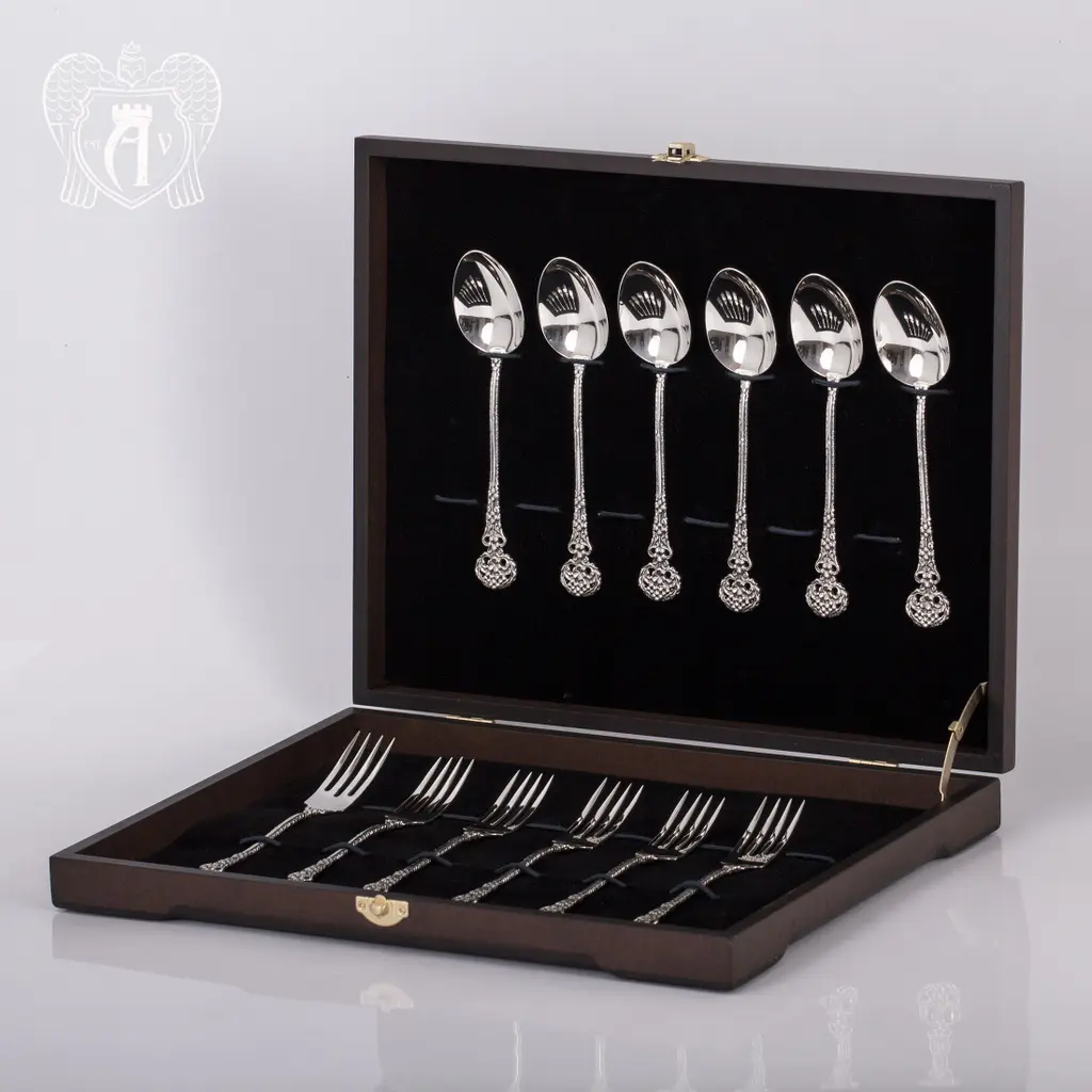 Столовый набор из серебра на 6 персон «Винтаж» 12 предметов - фото 3