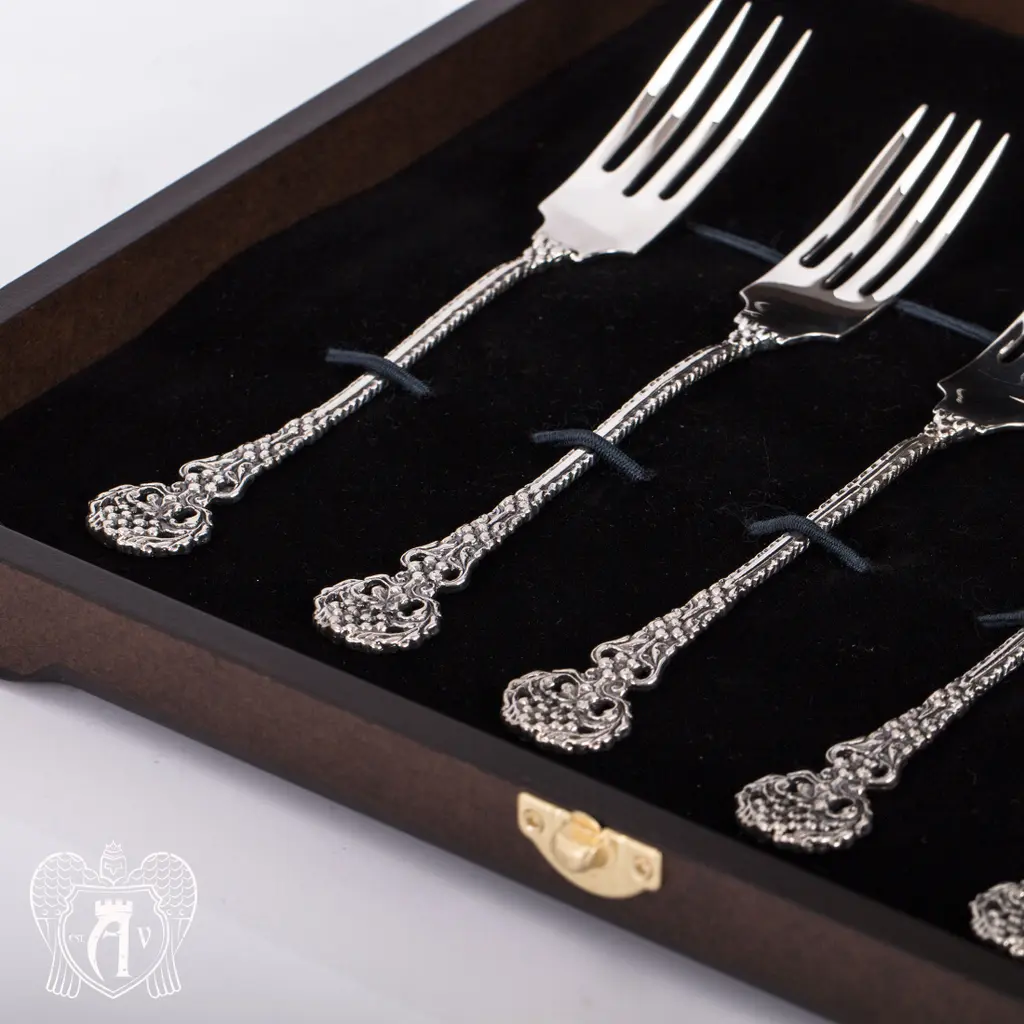 Столовый набор из серебра на 6 персон «Винтаж» 12 предметов - фото 4