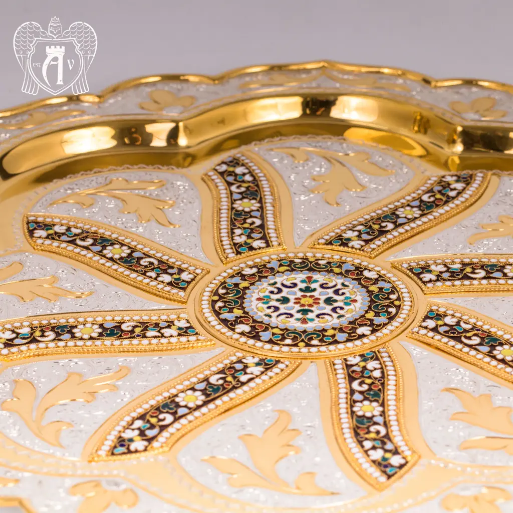 Поднос из серебра «Борджиа» с золочением и эмалью - фото 2