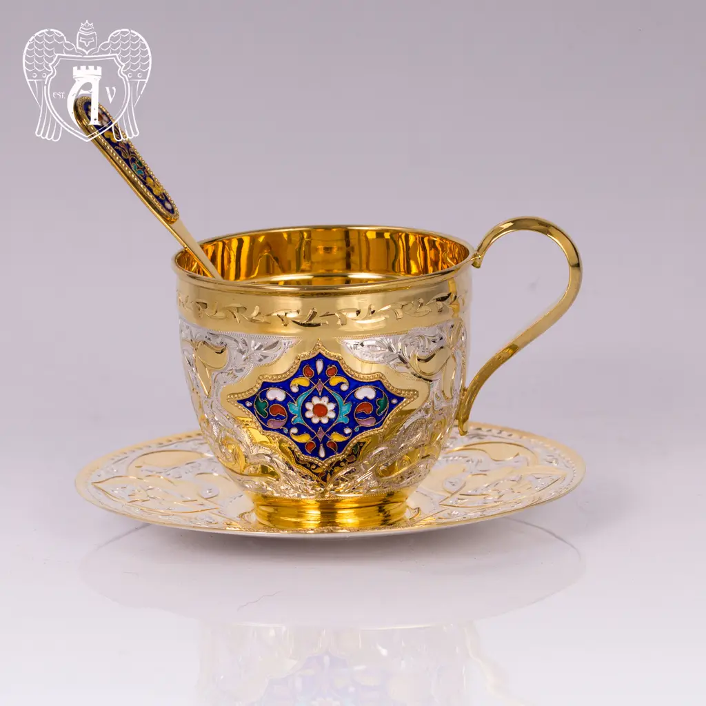 Чайная пара с золочением и эмалью «Ричмонд» - фото 2