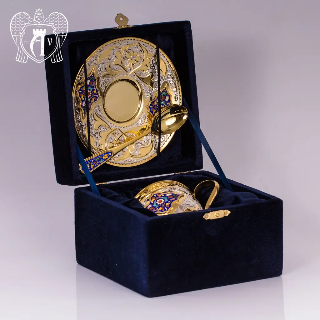 Чайная пара с золочением и эмалью «Ричмонд» - фото 3