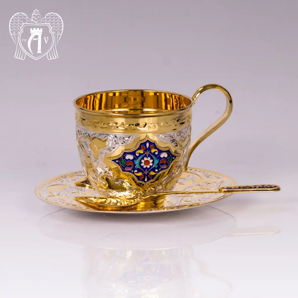 Чайная пара с золочением и эмалью «Ричмонд» - фото 4