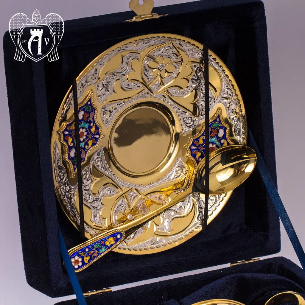 Чайная пара с золочением и эмалью «Ричмонд» - фото 5