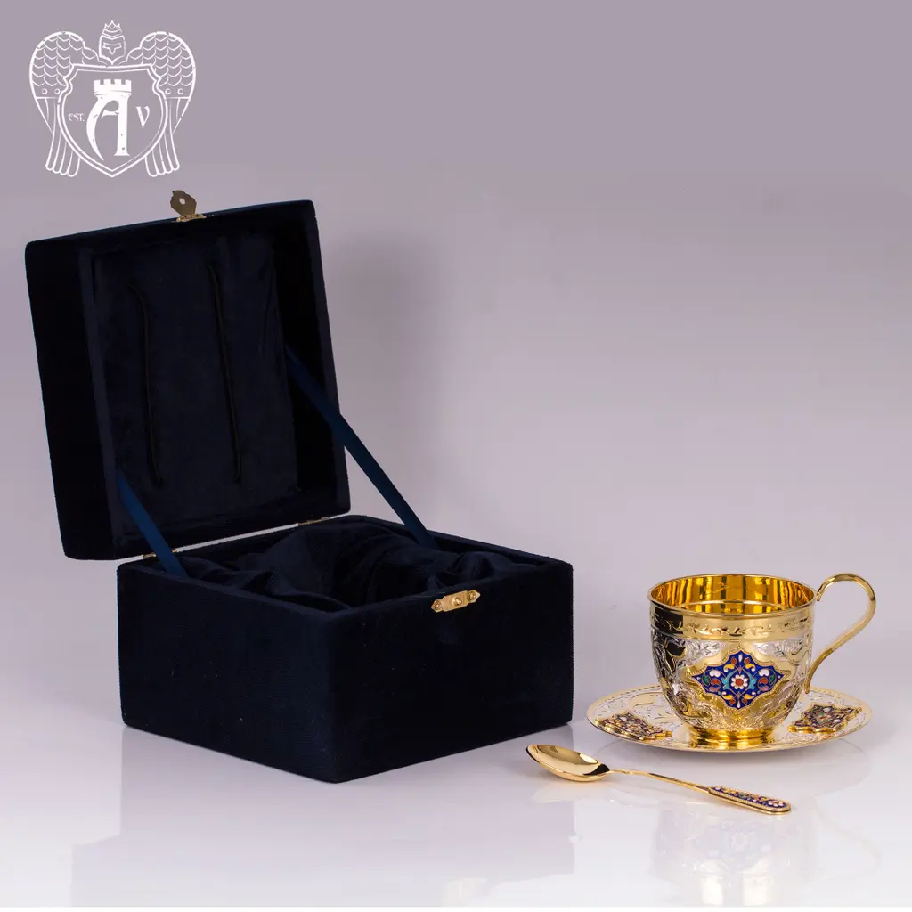 Чайная пара с золочением и эмалью «Ричмонд» - фото 6