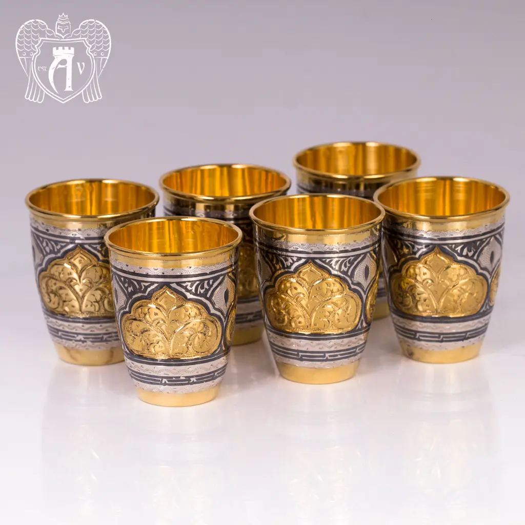 Коньячный сервиз из серебра  «Адалия» с золочением - фото 2