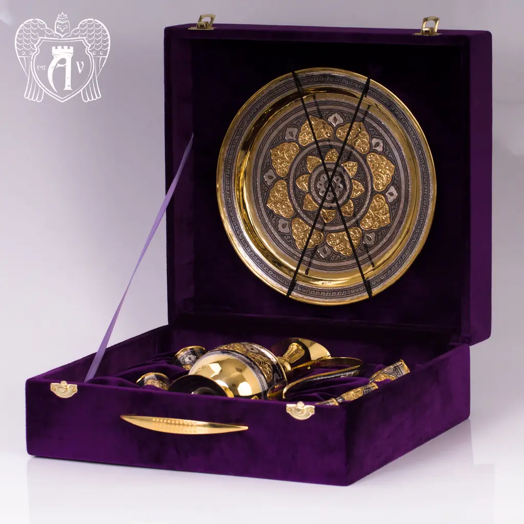 Коньячный сервиз из серебра  «Адалия» с золочением - фото 3