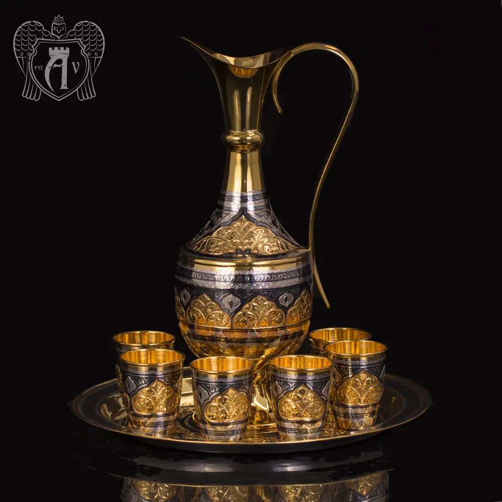 Коньячный сервиз из серебра  «Адалия» с золочением - фото 5