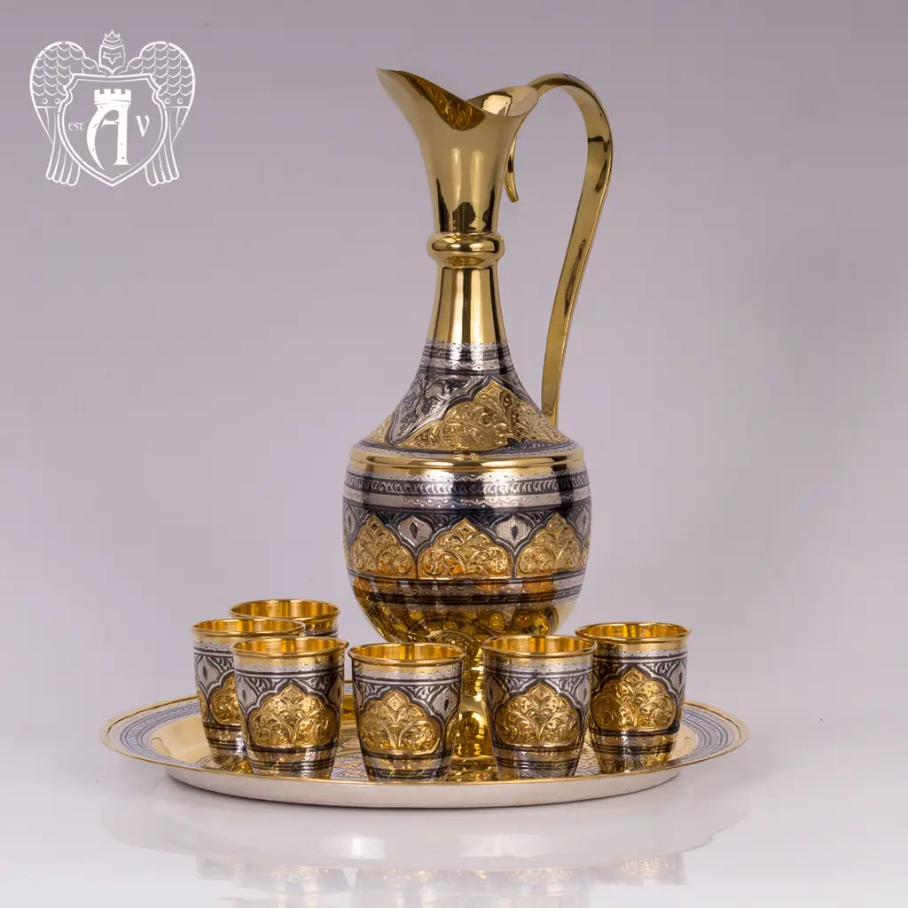 Коньячный сервиз из серебра  «Адалия» с золочением - фото 6