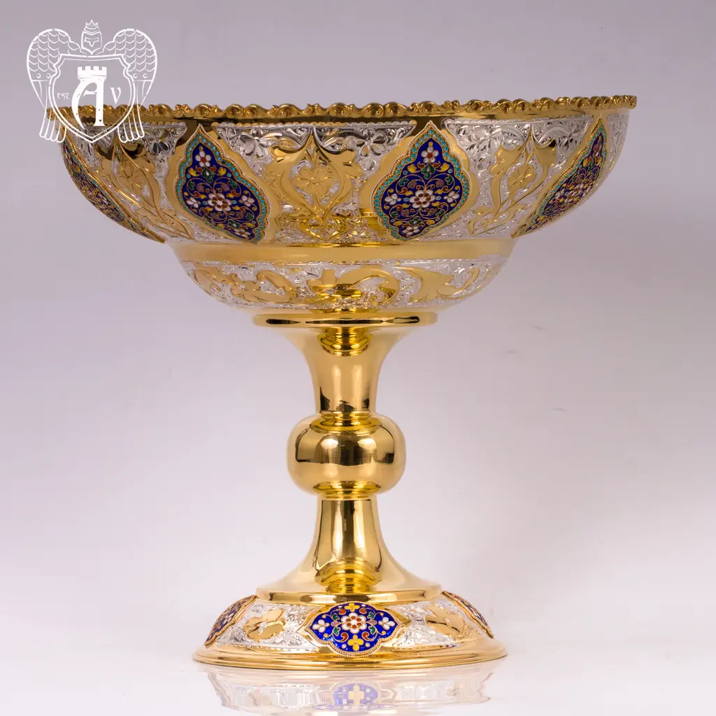 Фруктовница серебряная «Кассиопея» с золочением - фото 2