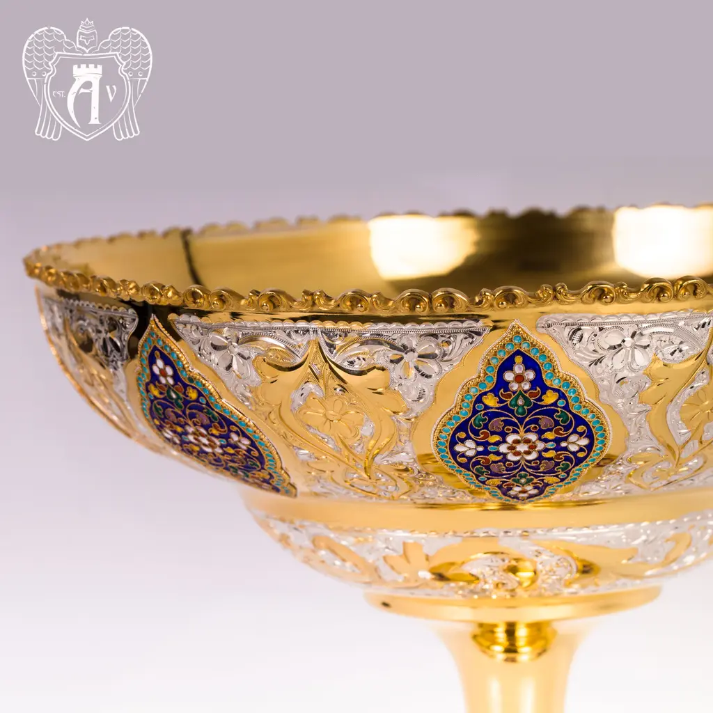 Фруктовница серебряная «Кассиопея» с золочением - фото 3