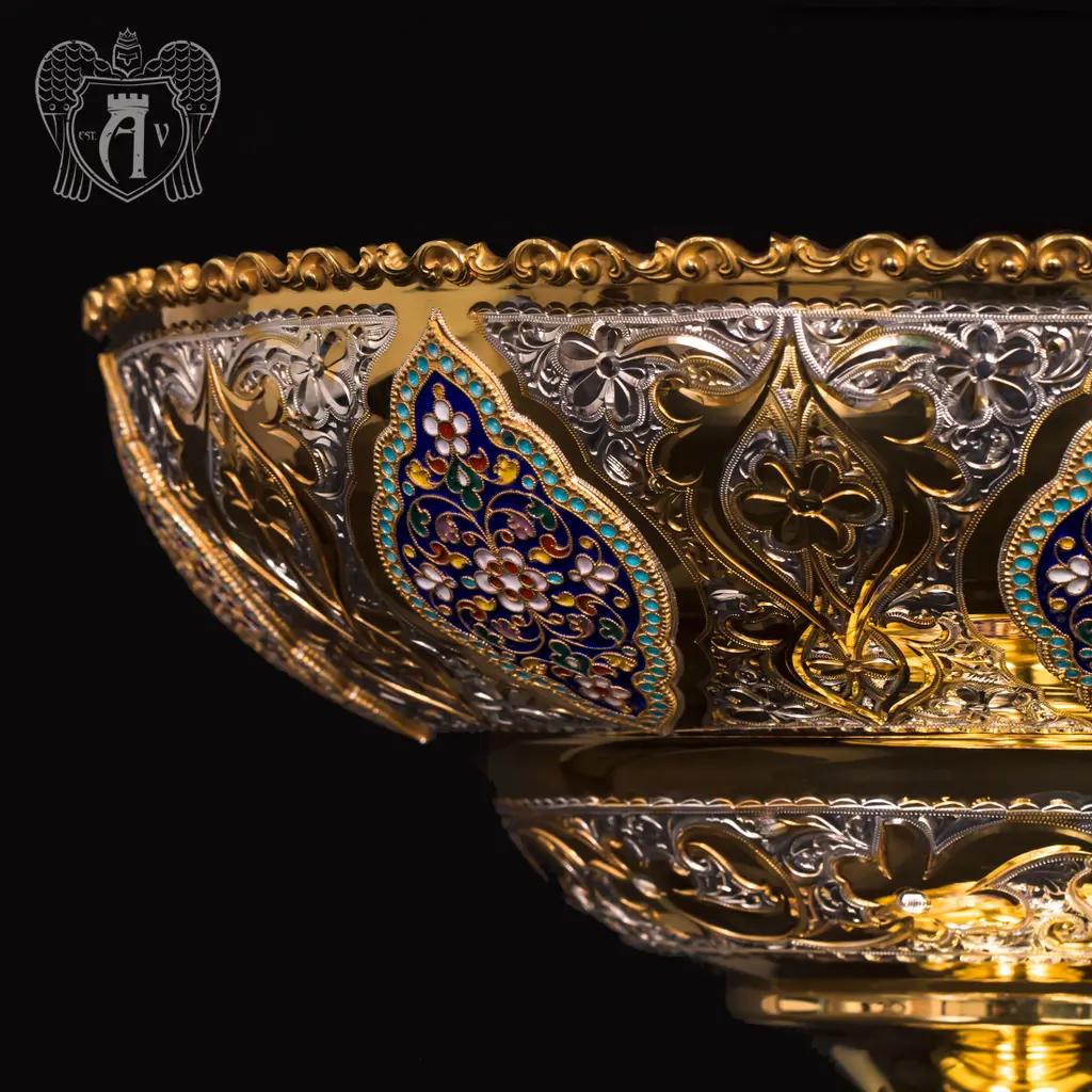 Фруктовница серебряная «Кассиопея» с золочением - фото 5