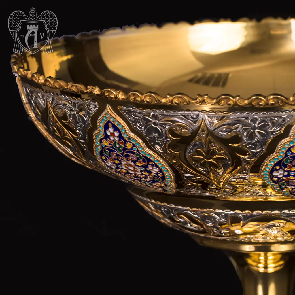 Фруктовница серебряная «Кассиопея» с золочением - фото 6