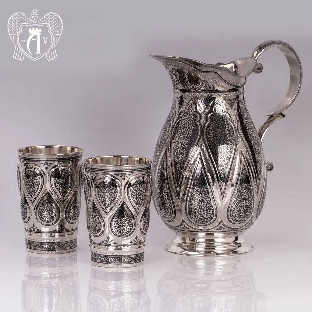 Кувшин и два стакана из серебра «Кристалл» - фото 2