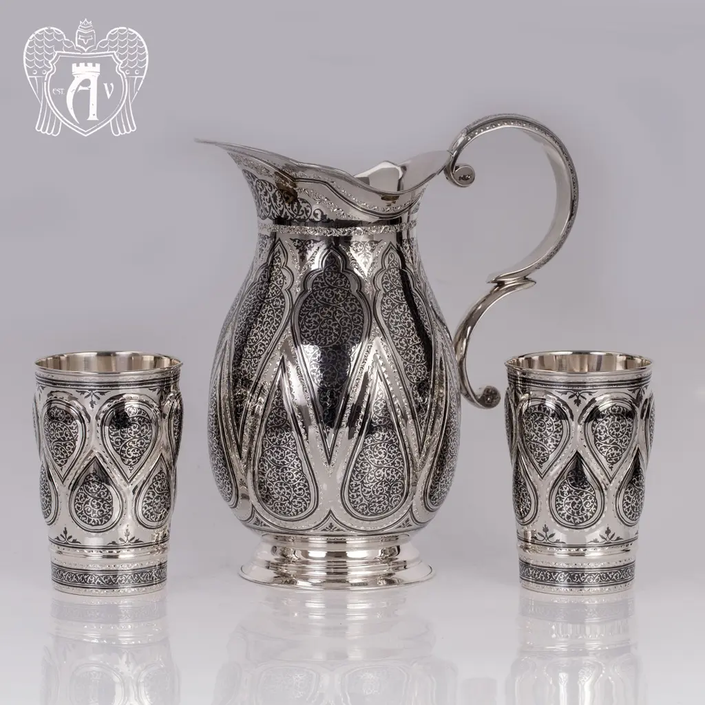 Кувшин и два стакана из серебра «Кристалл» - фото 4