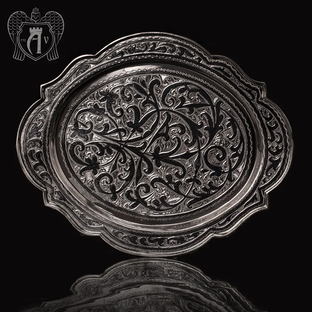 Кувшин и два стакана на подносе из серебра  «Хрустальный ручей» - фото 5