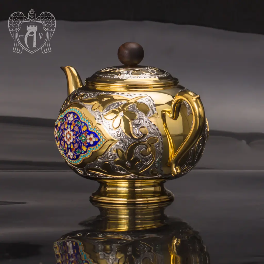 Заварочный чайник серебряный «Королевский» с золочением - фото 5