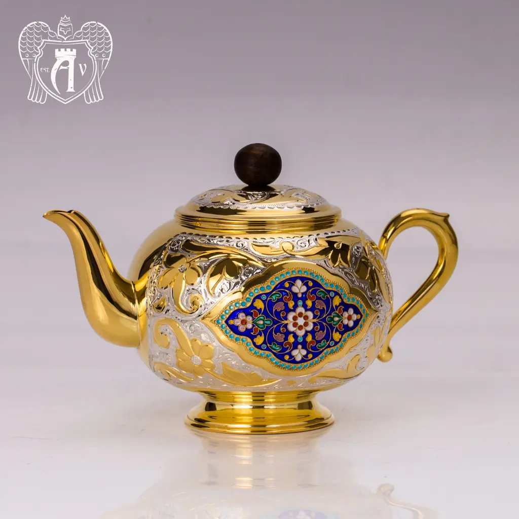 Заварочный чайник серебряный «Королевский» с золочением - фото 6