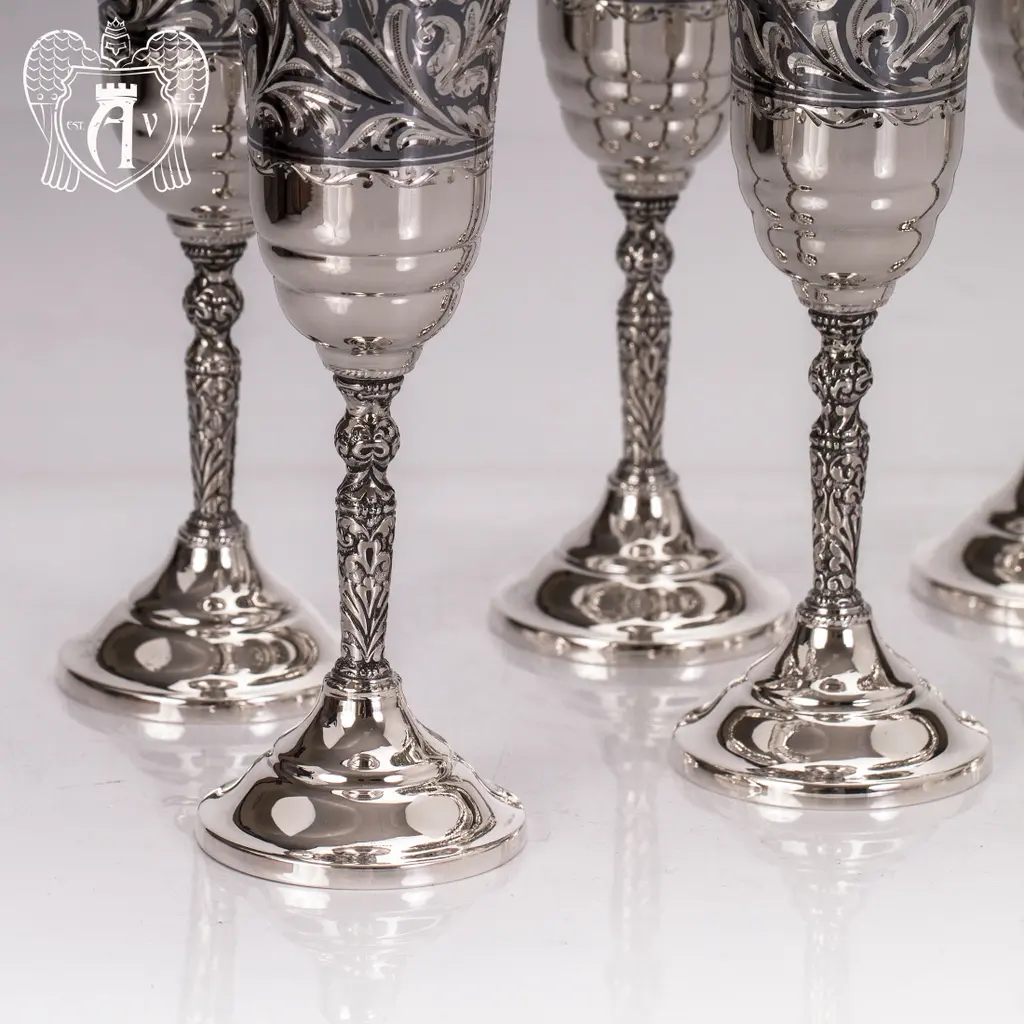 Серебряные бокалы «Гротеск»  набор 6 шт - фото 3