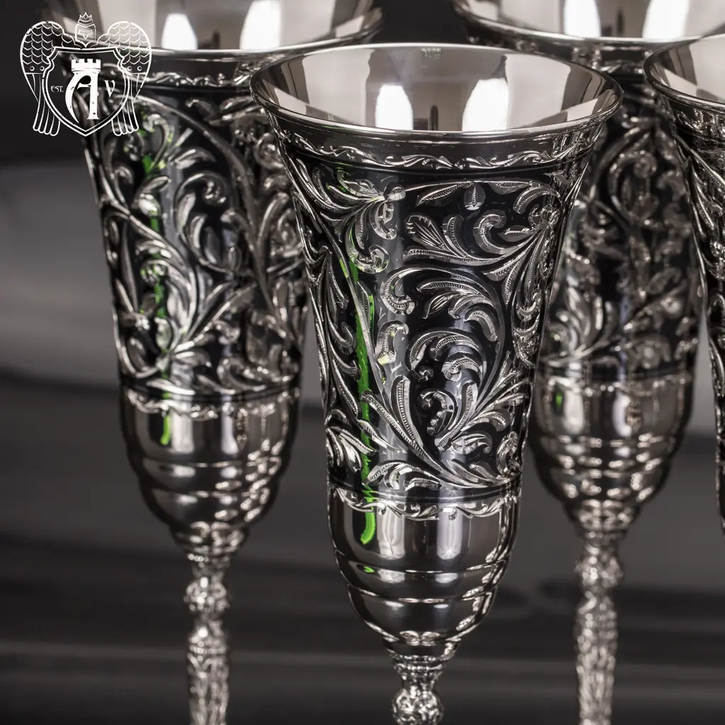 Серебряные бокалы «Гротеск»  набор 6 шт - фото 5