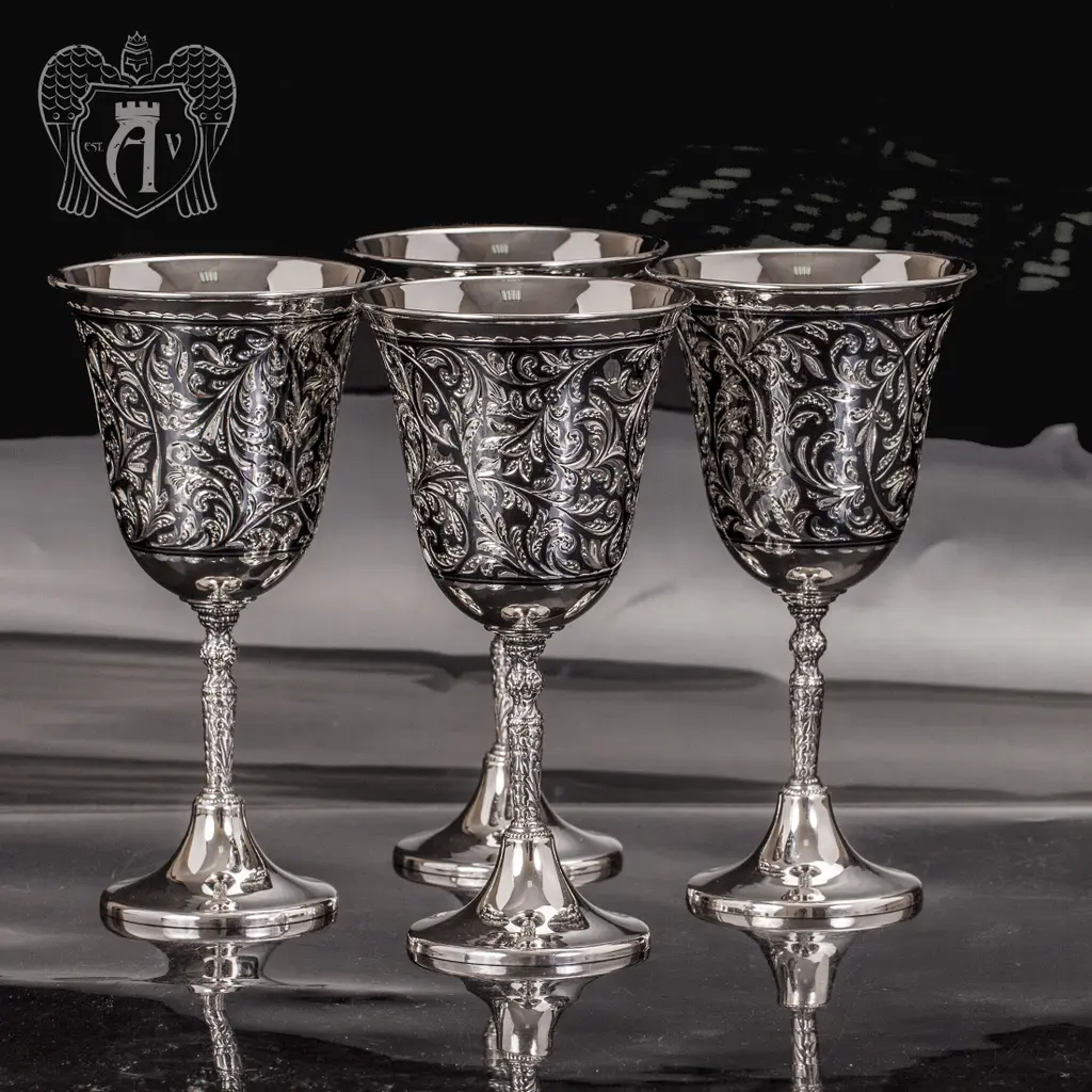 Набор бокалов из серебра «Клио» 4 шт - фото 3