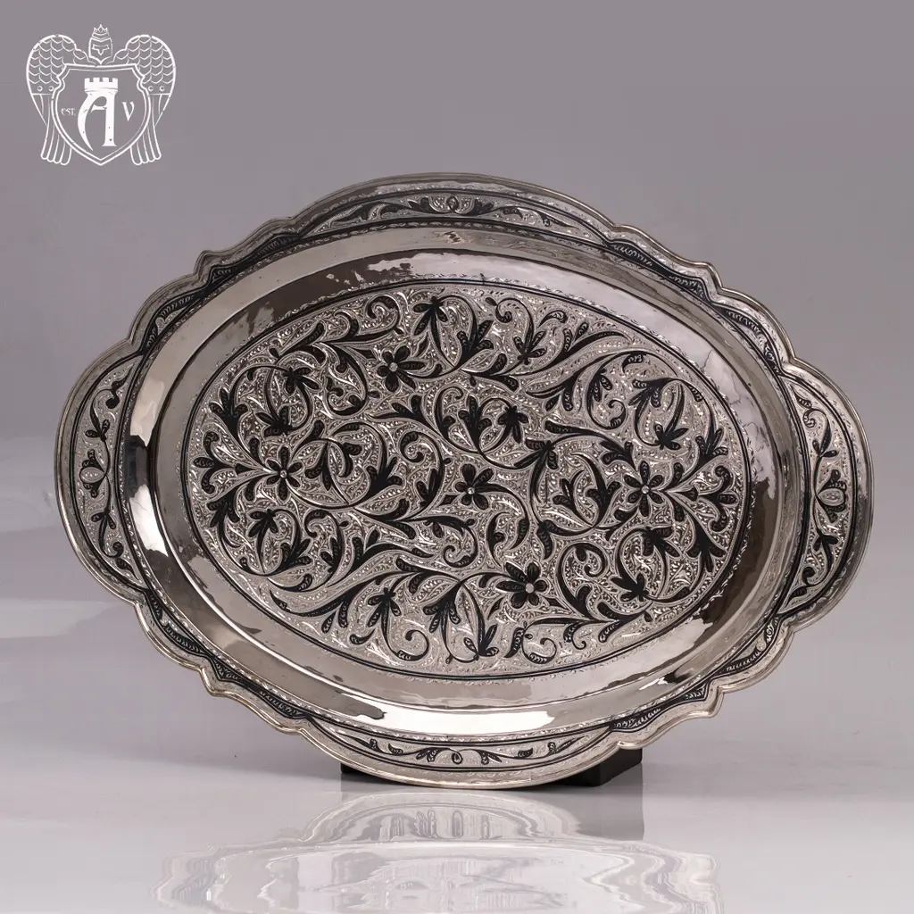 Большой поднос из серебра «Лоза» - фото 2
