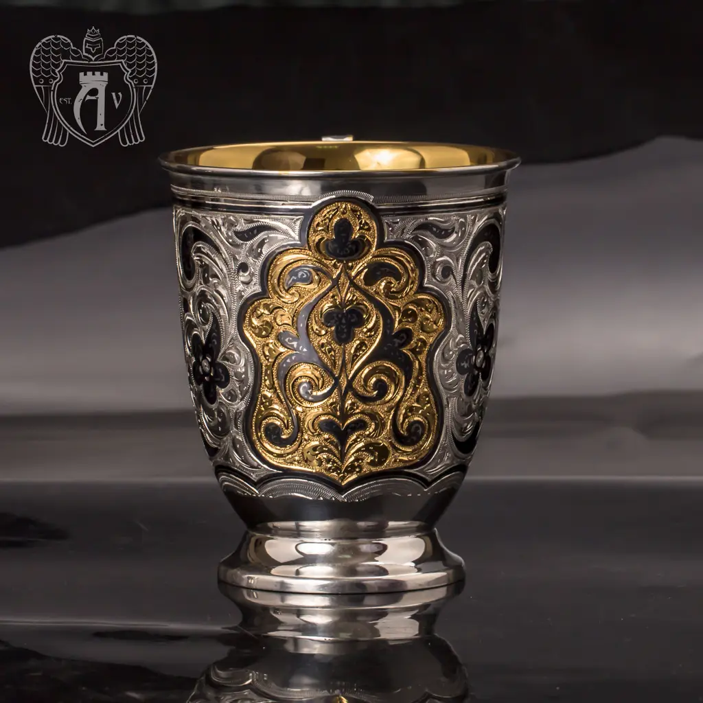 Кружка из серебра «Феникс» с золочением - фото 2