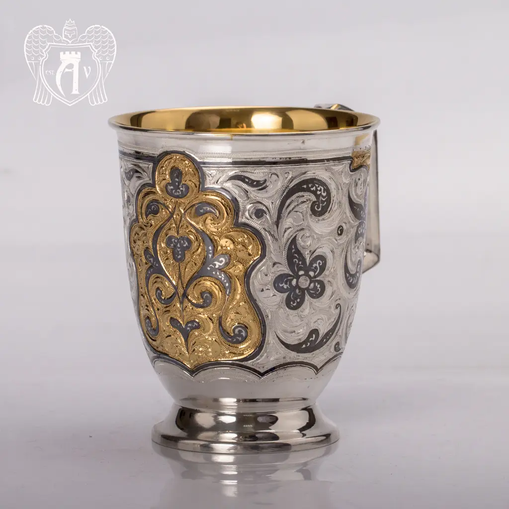 Кружка из серебра «Феникс» с золочением - фото 4