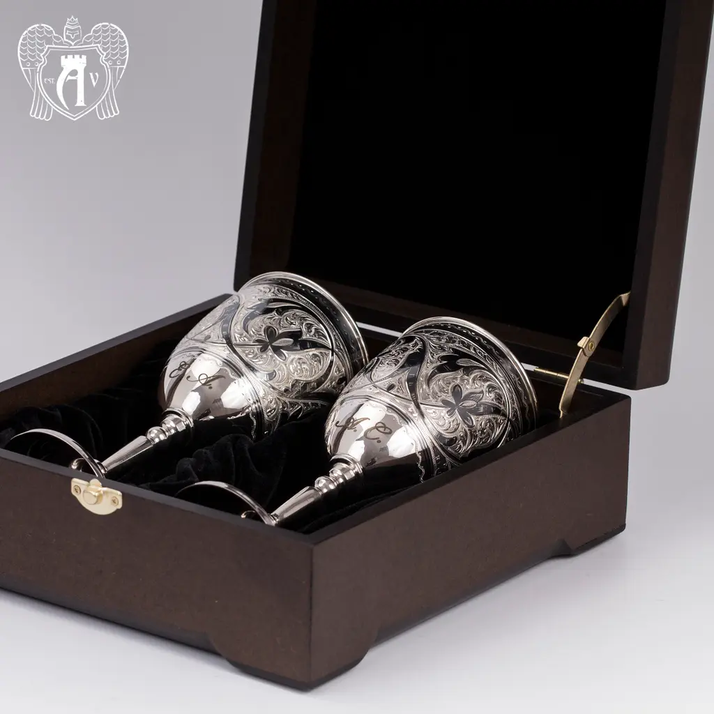 Серебряные бокалы на серебряную свадьбу «Юбилейные» 2 шт - фото 3