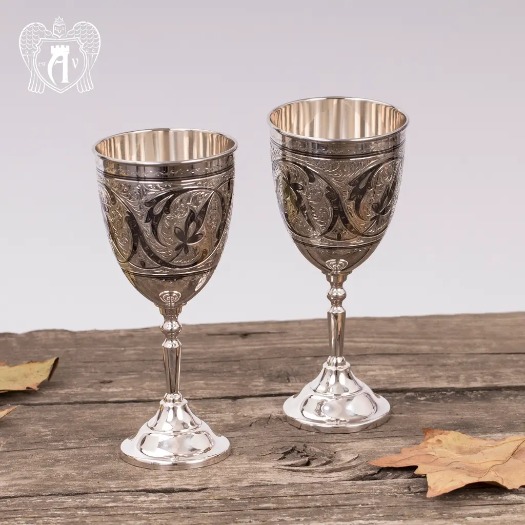 Серебряные бокалы на серебряную свадьбу «Юбилейные» 2 шт - фото 4