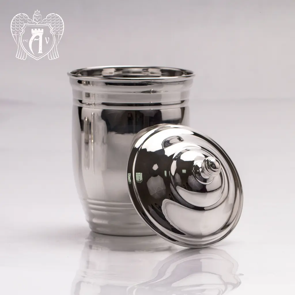 Большой стакан из чистого серебра »Родник» 999 пробы с крышкой - фото 2