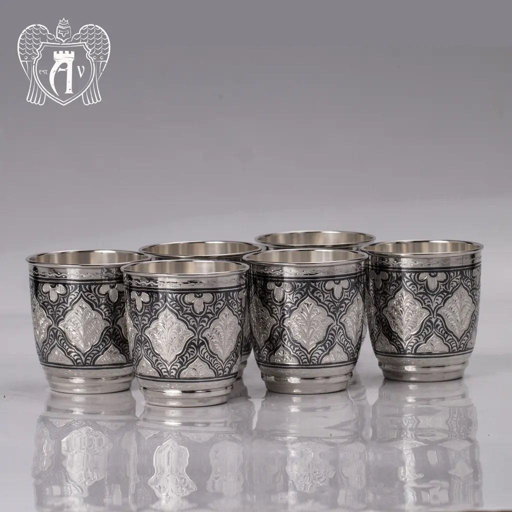 Набор серебряных стаканов «Люксор» 925 пробы - фото 3