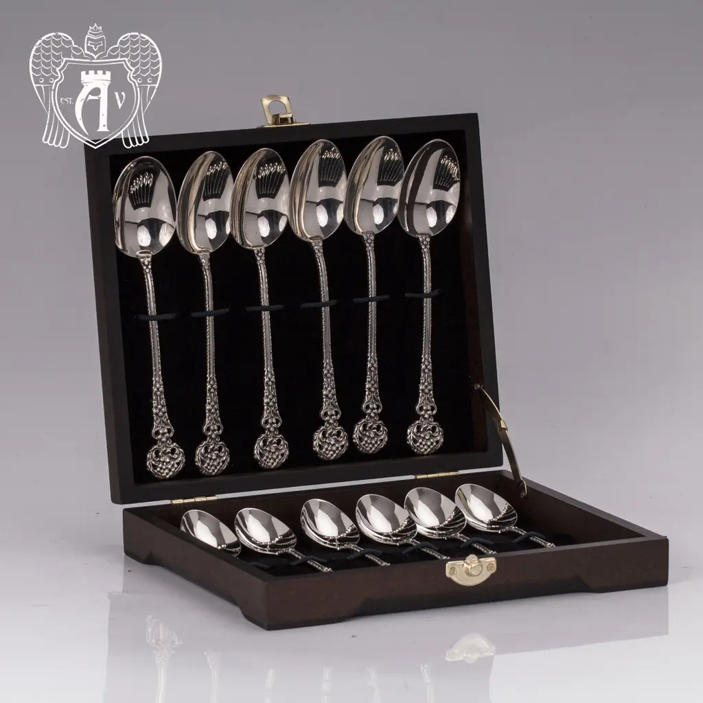 Набор  ложек из серебра на 6 персон «Винтаж» 12 предметов - фото 3