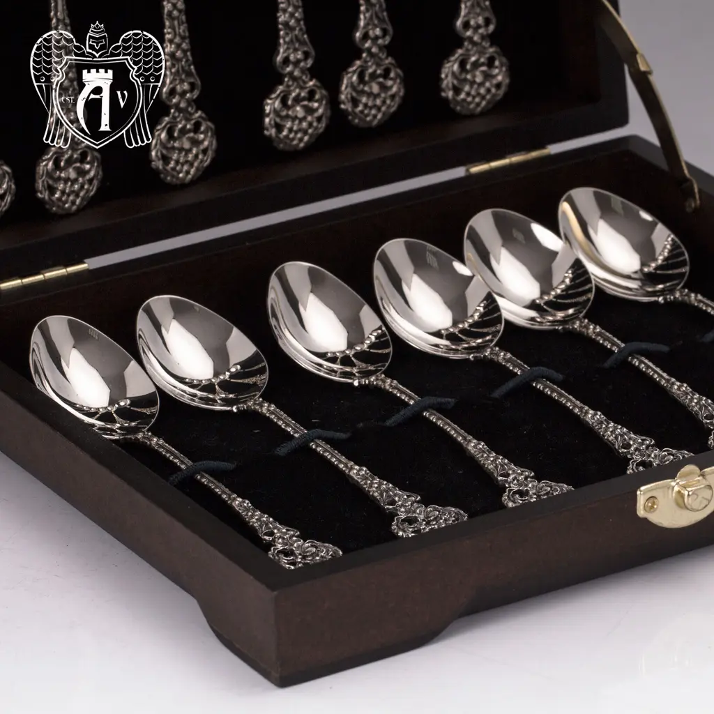 Набор  ложек из серебра на 6 персон «Винтаж» 12 предметов - фото 5