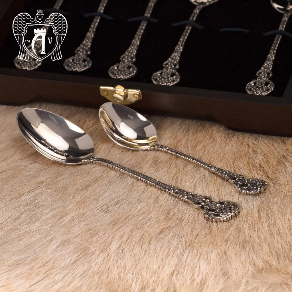 Набор  ложек из серебра на 6 персон «Винтаж» 12 предметов - фото 2