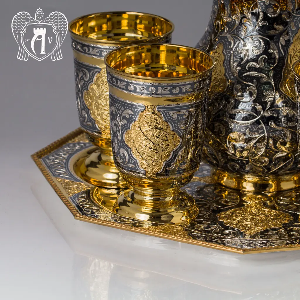 Сервиз серебряный «Тадж Махал»с золочением - фото 5
