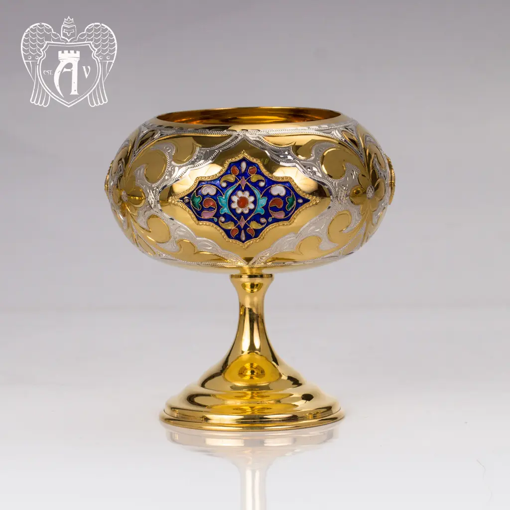 Серебряный сервиз чайный  с горячей эмалью  «Вермонт» - фото 2