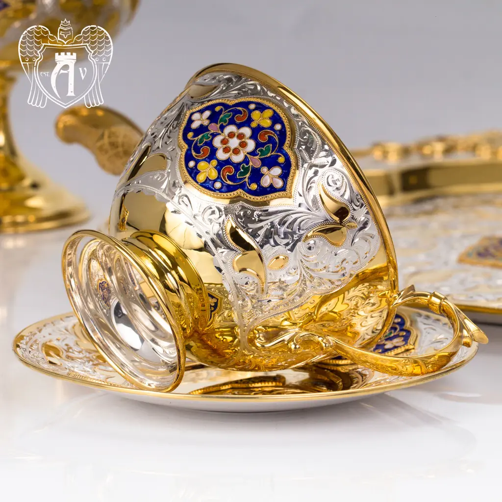 Чайная пара с золочением и эмалью «Вермонт» - фото 2