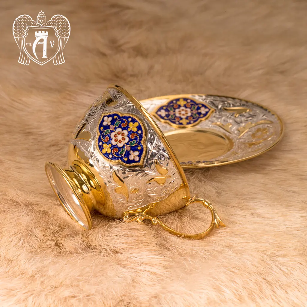 Чайная пара с золочением и эмалью «Вермонт» - фото 3