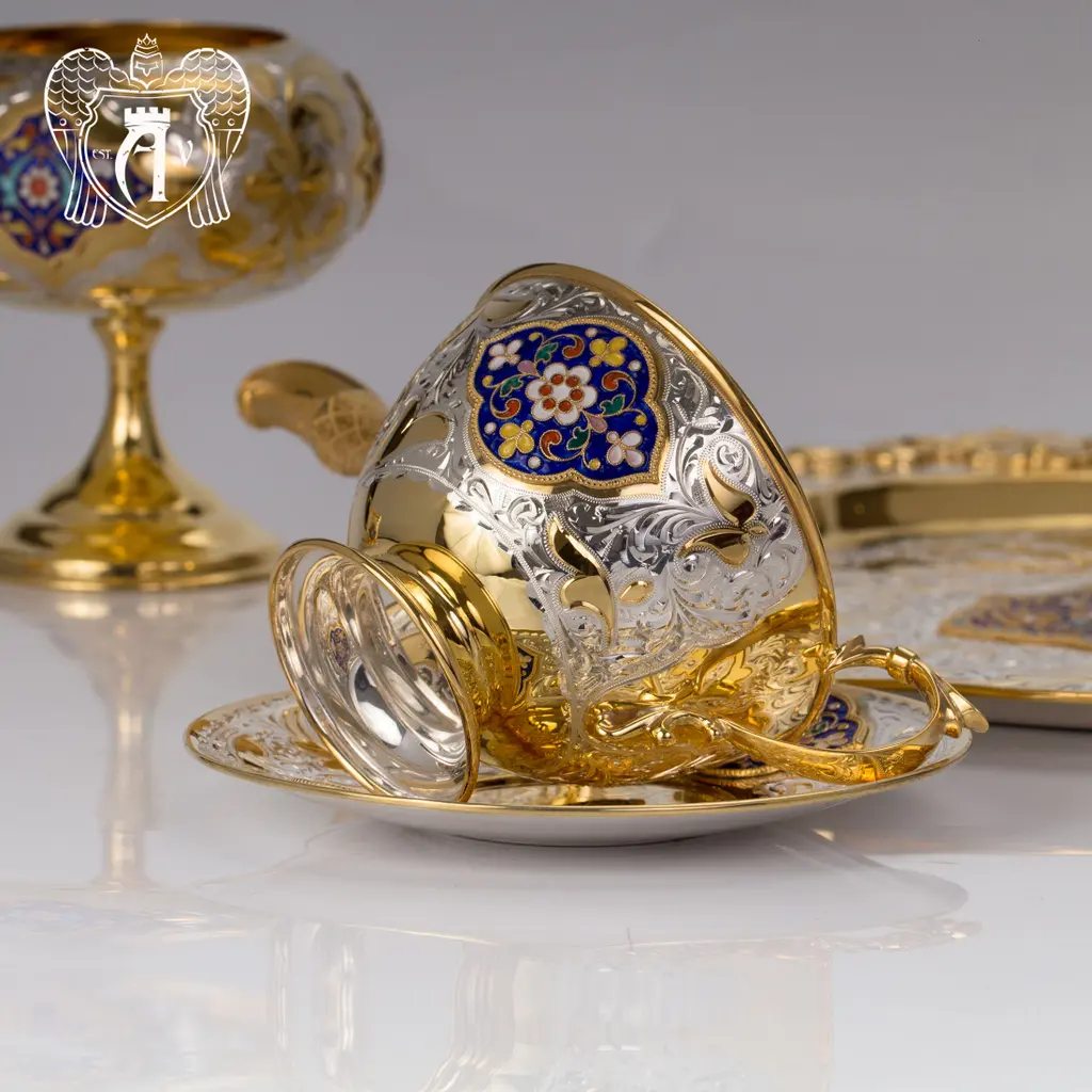 Чайная пара с золочением и эмалью «Вермонт» - фото 5